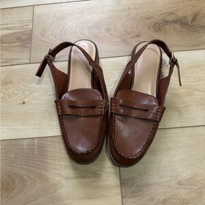 JustFab Brown Slingback Loafers